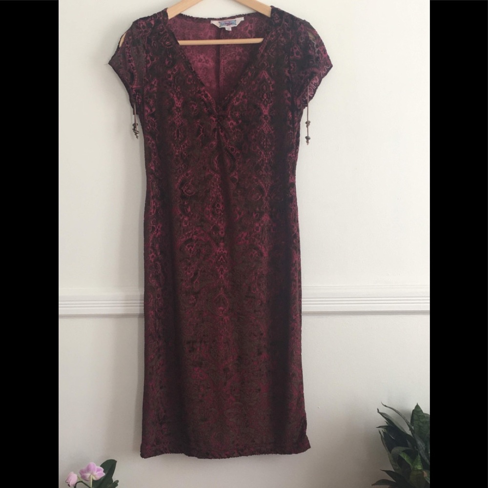 Red burnout shift dress 90s